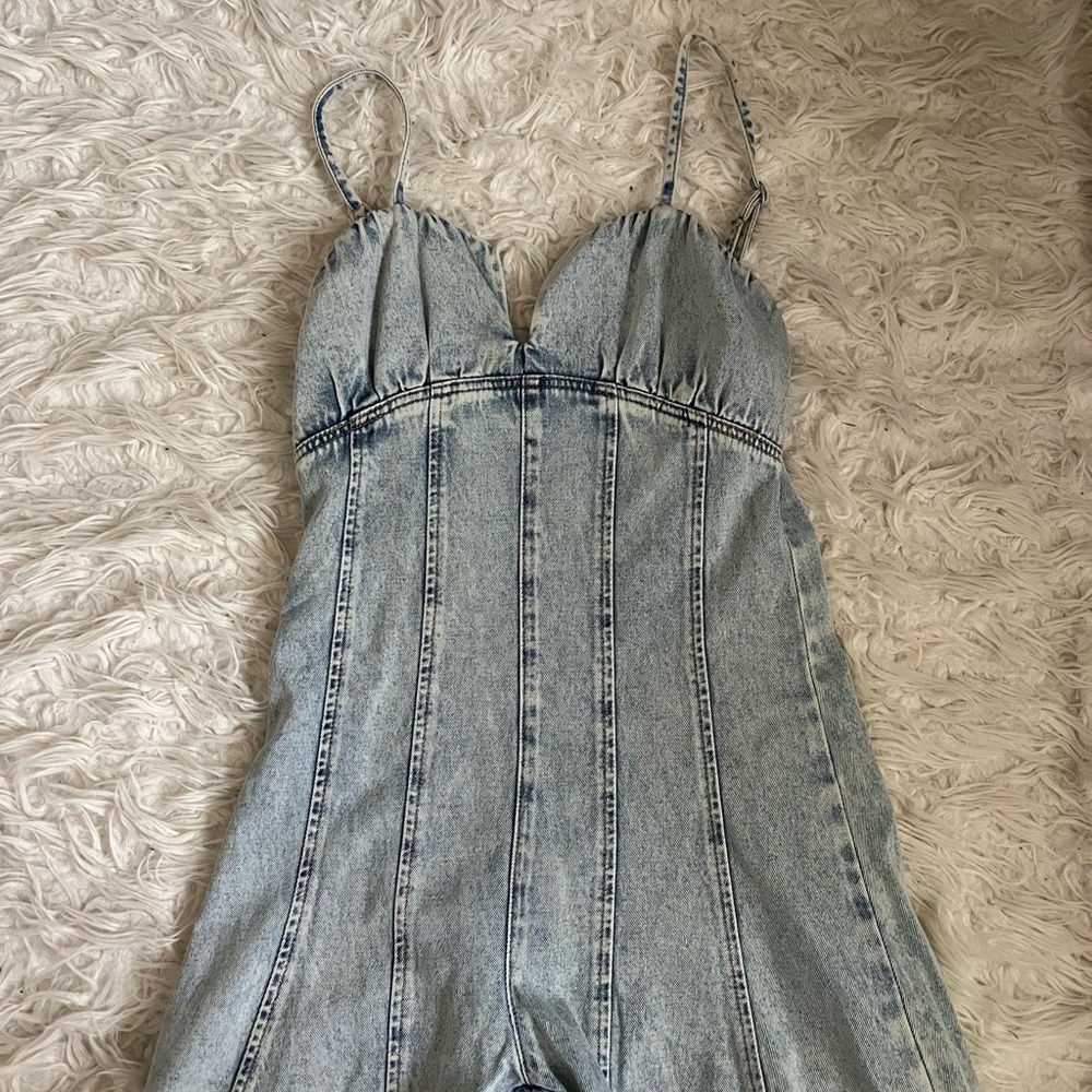 Denim Spaghetti Strap Romper
